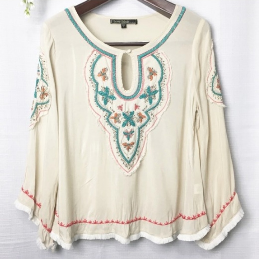 Love Stitch • embroidered boho fringe hem